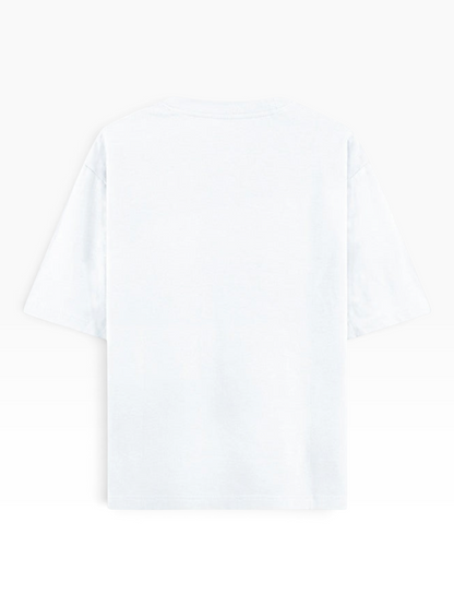 E7 unisex oversized white classic t-shirt in heavyweight 100% cotton, back view showing slouchy fit